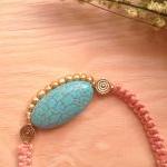 Turquoise Bracelet, Pastel Cobra Bracelet, Peachy..